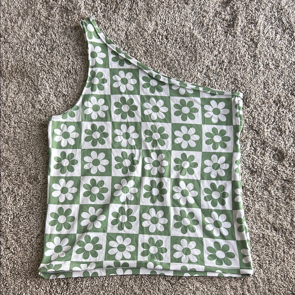 Bruening Green Floral One-Shoulder Top